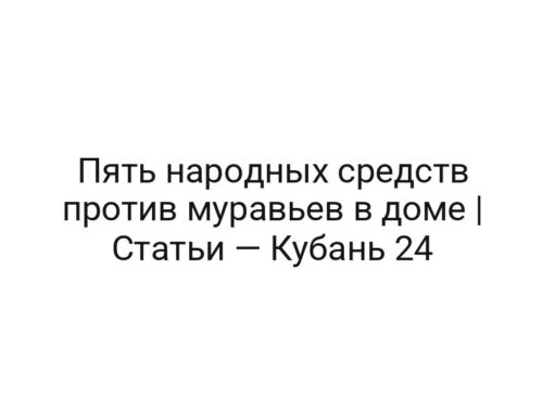Пять народных средств против муравьев в доме | Статьи — Кубань 24